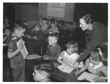 Mrs. Larson teaching in 1930